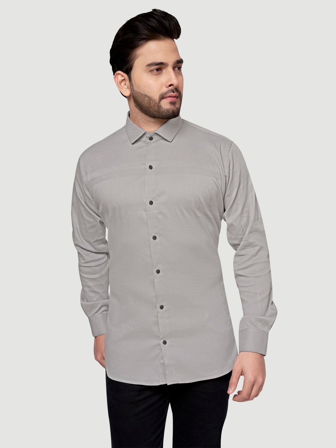 Black and White Men's Designer Shirt with Collar Accessory & Broach 3