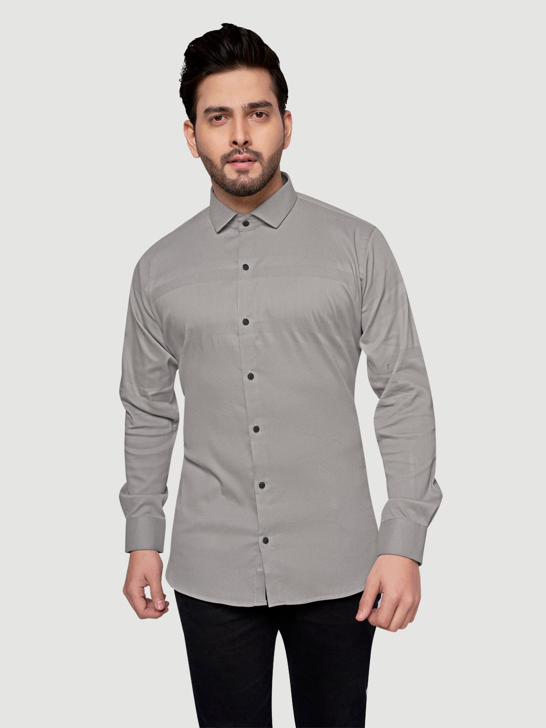 Black and White Men's Designer Shirt with Collar Accessory & Broach 3