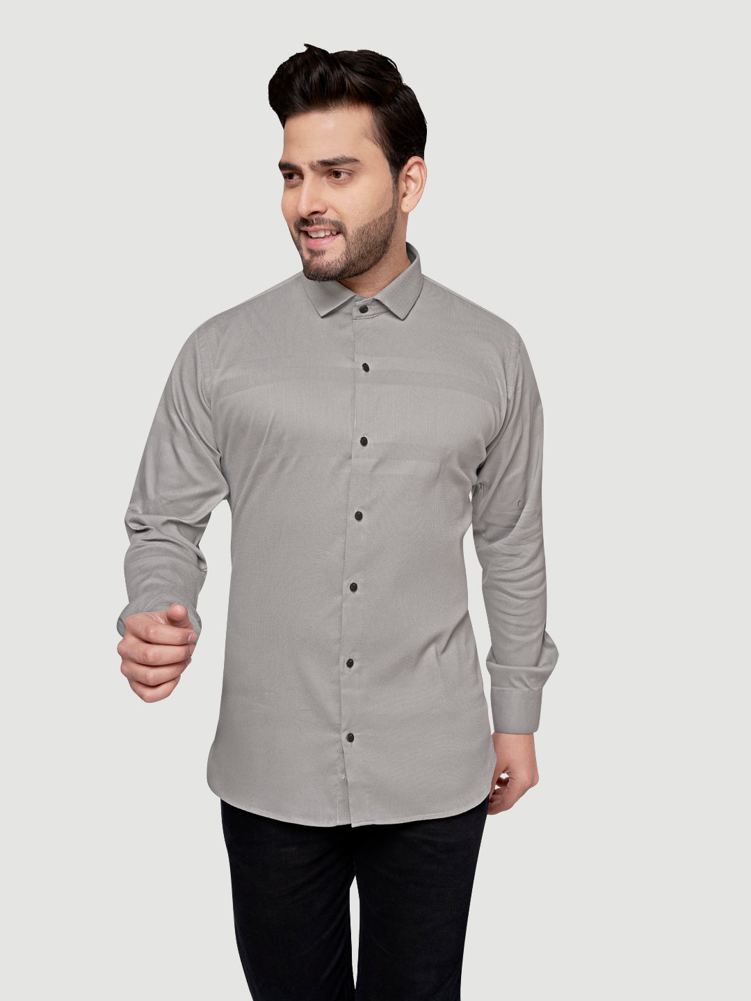 Black and White Men's Designer Shirt with Collar Accessory & Broach 3