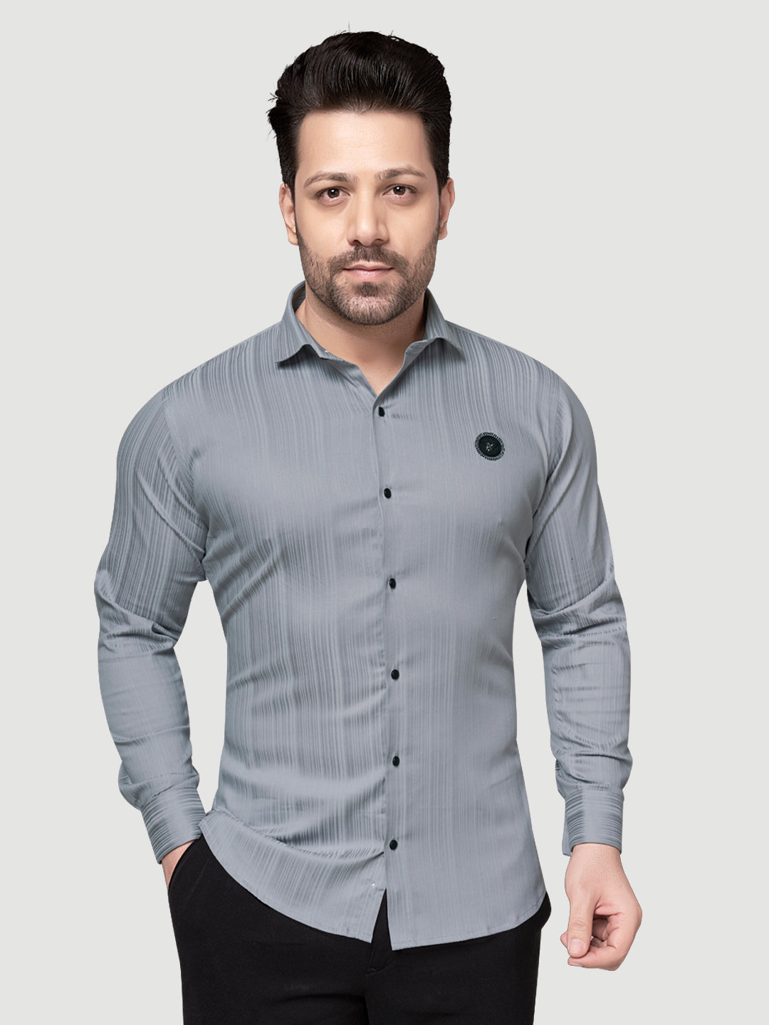 Black and White Shirts Men's Designer Shirt with Broach-1