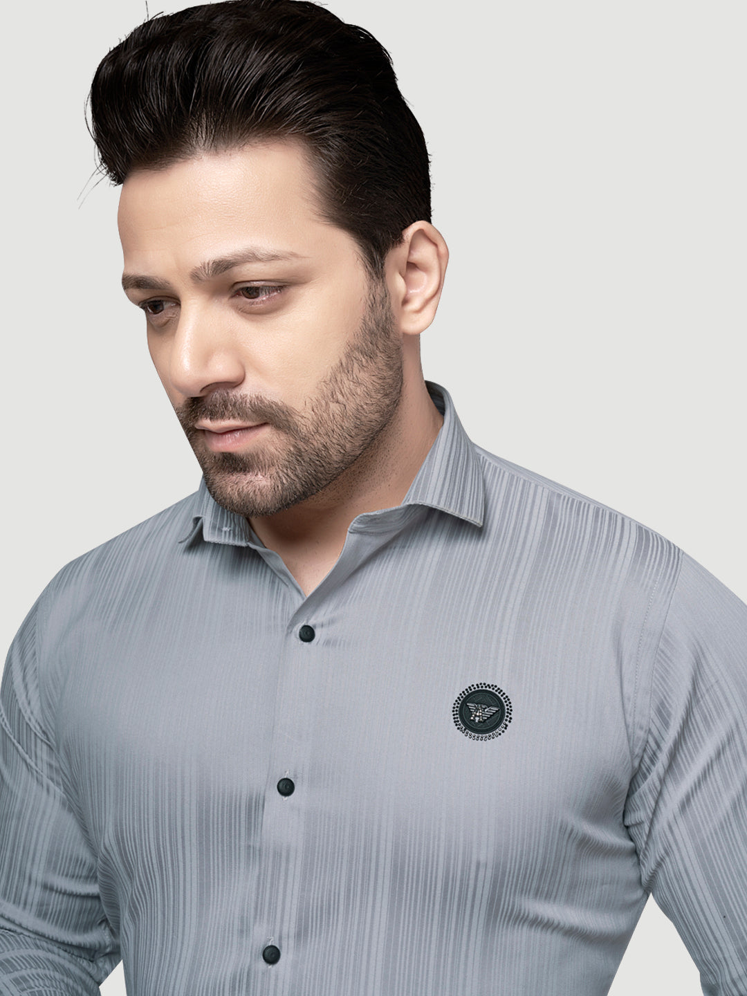 Black and White Shirts Men's Designer Shirt with Broach-1