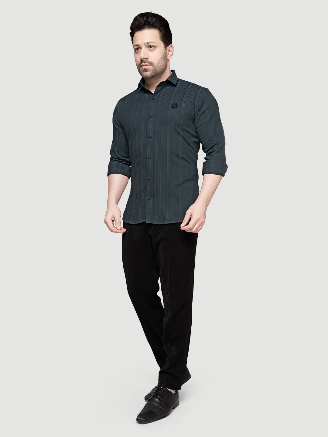 Black and White Shirts Men's Designer Shirt with Broach-3