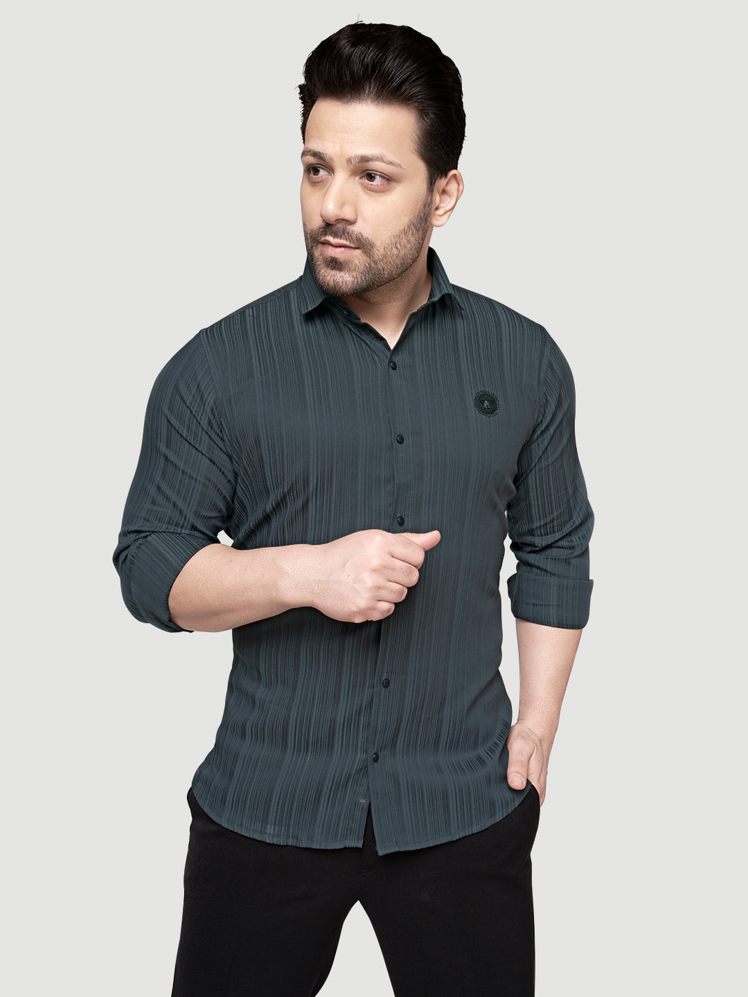 Black and White Shirts Men's Designer Shirt with Broach-3