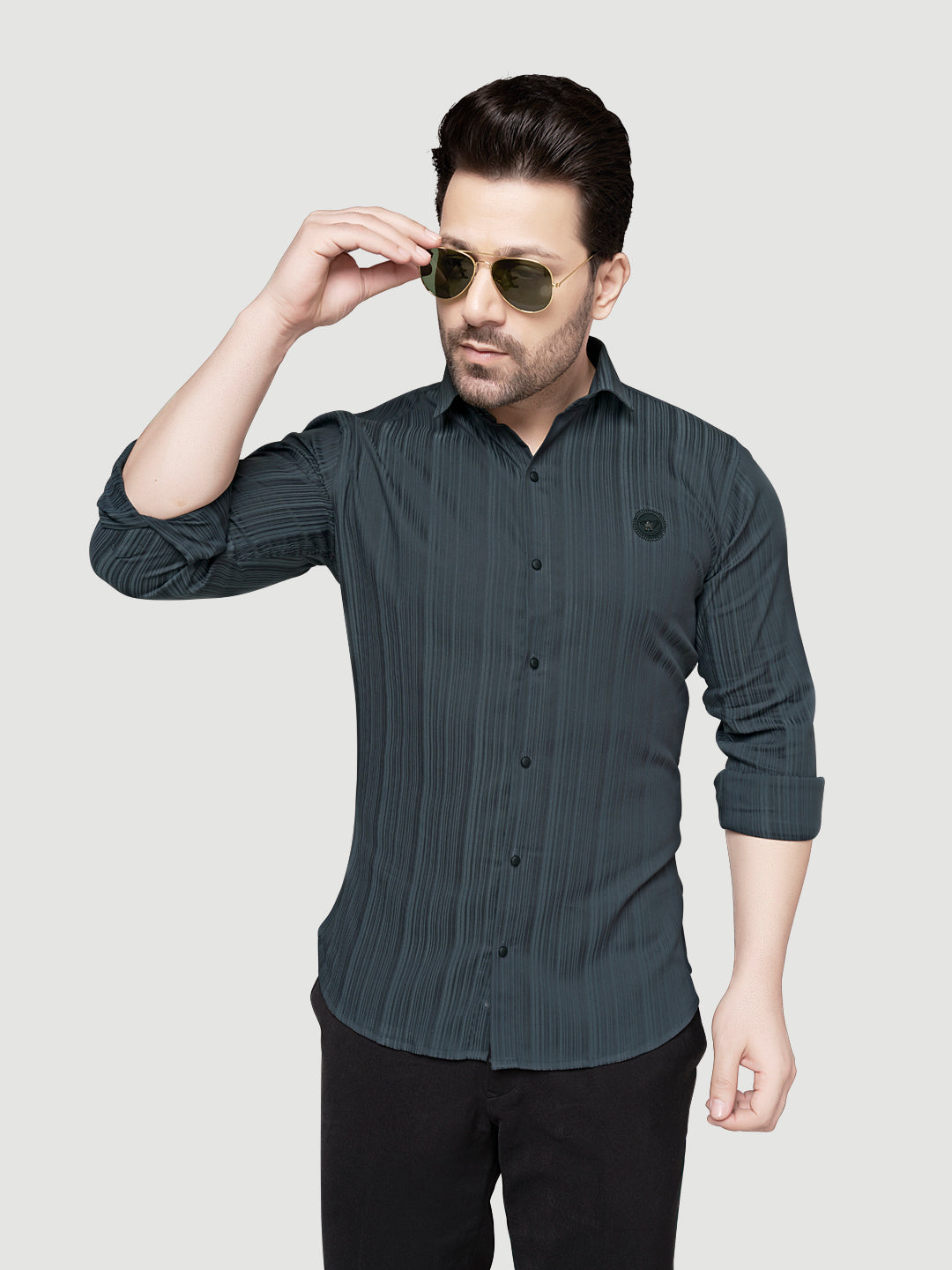 Black and White Shirts Men's Designer Shirt with Broach-3