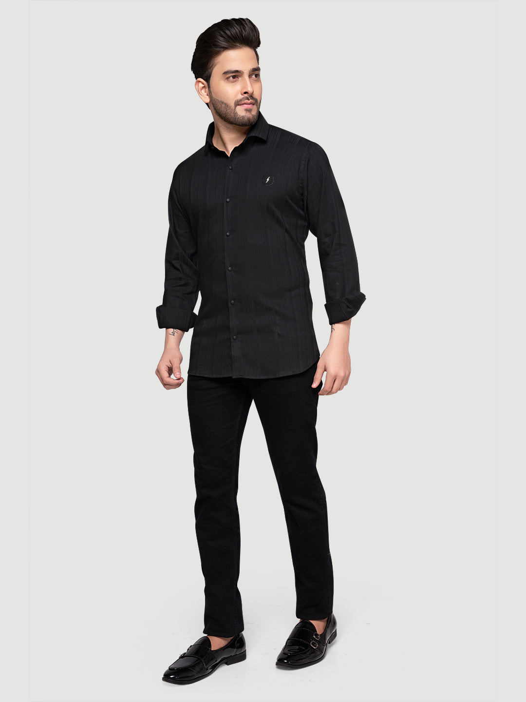 Black and White Shirts Men's Designer Shirt with Broach-4