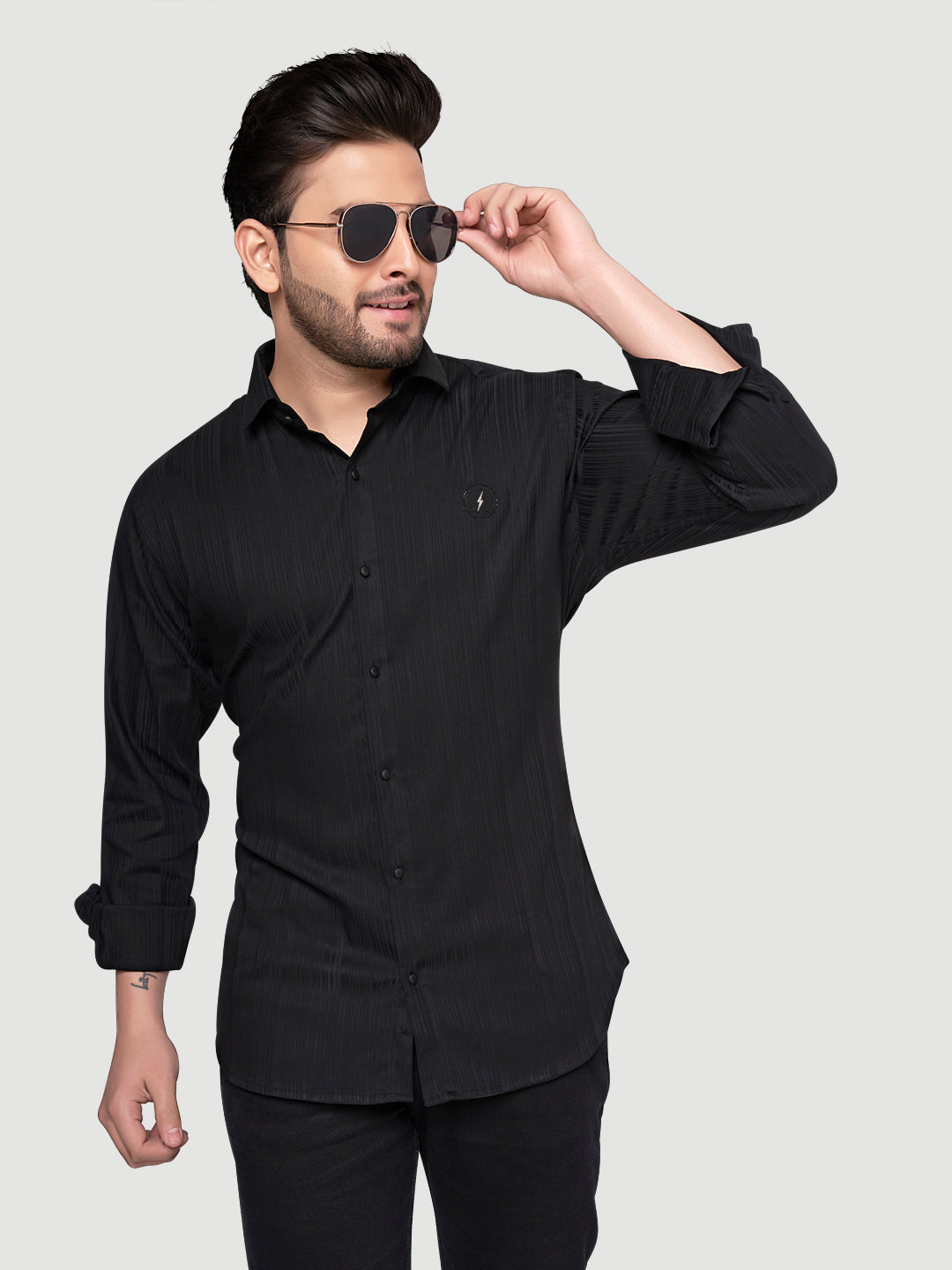 Black and White Shirts Men's Designer Shirt with Broach-4