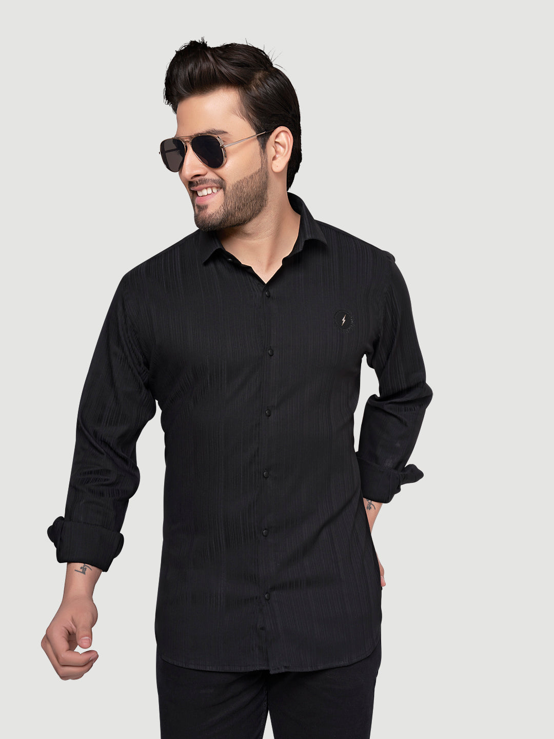 Black and White Shirts Men's Designer Shirt with Broach-4
