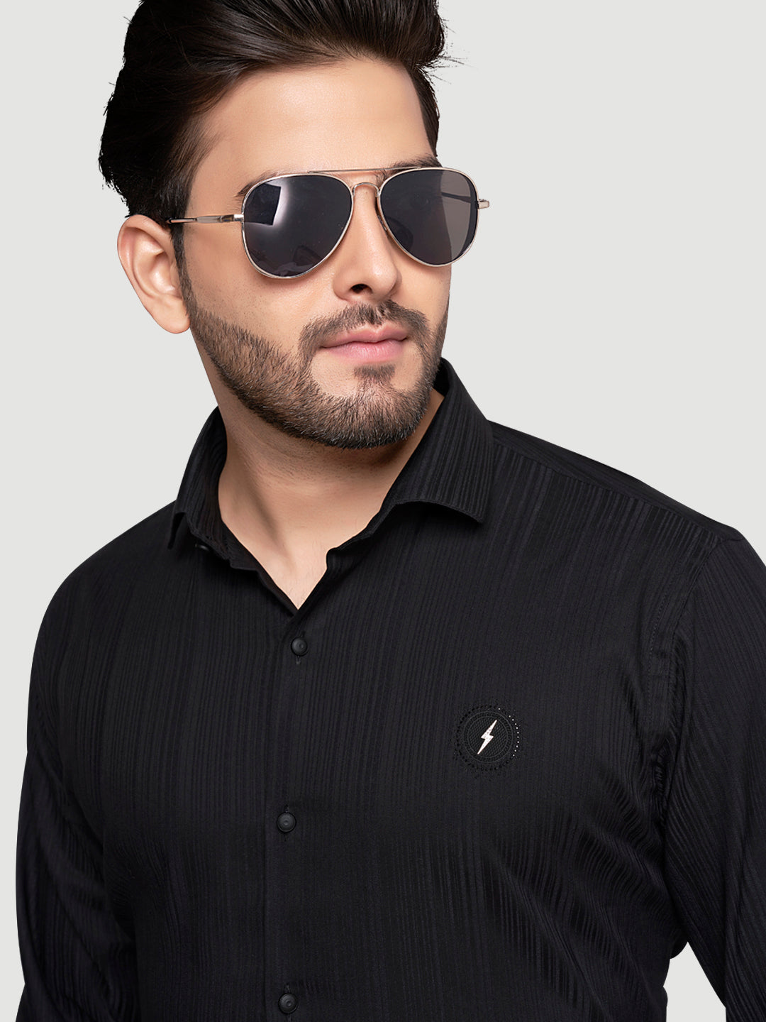 Black and White Shirts Men's Designer Shirt with Broach-4