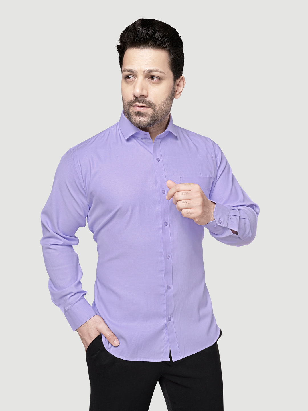 Black and White Shirts Men's Formal Dobby Shirt-2