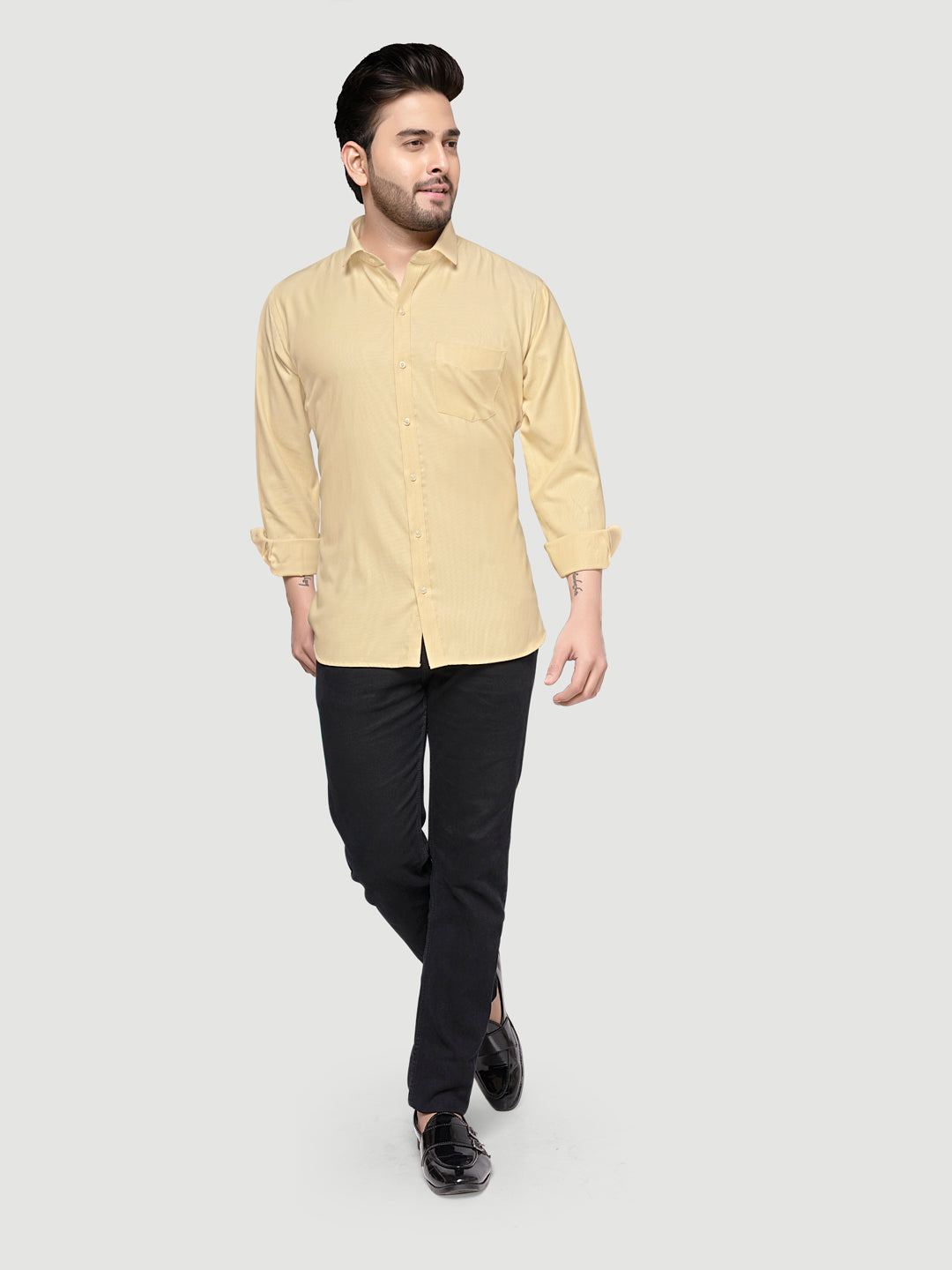 Black and White Shirts Men's Formal Dobby Shirt-11