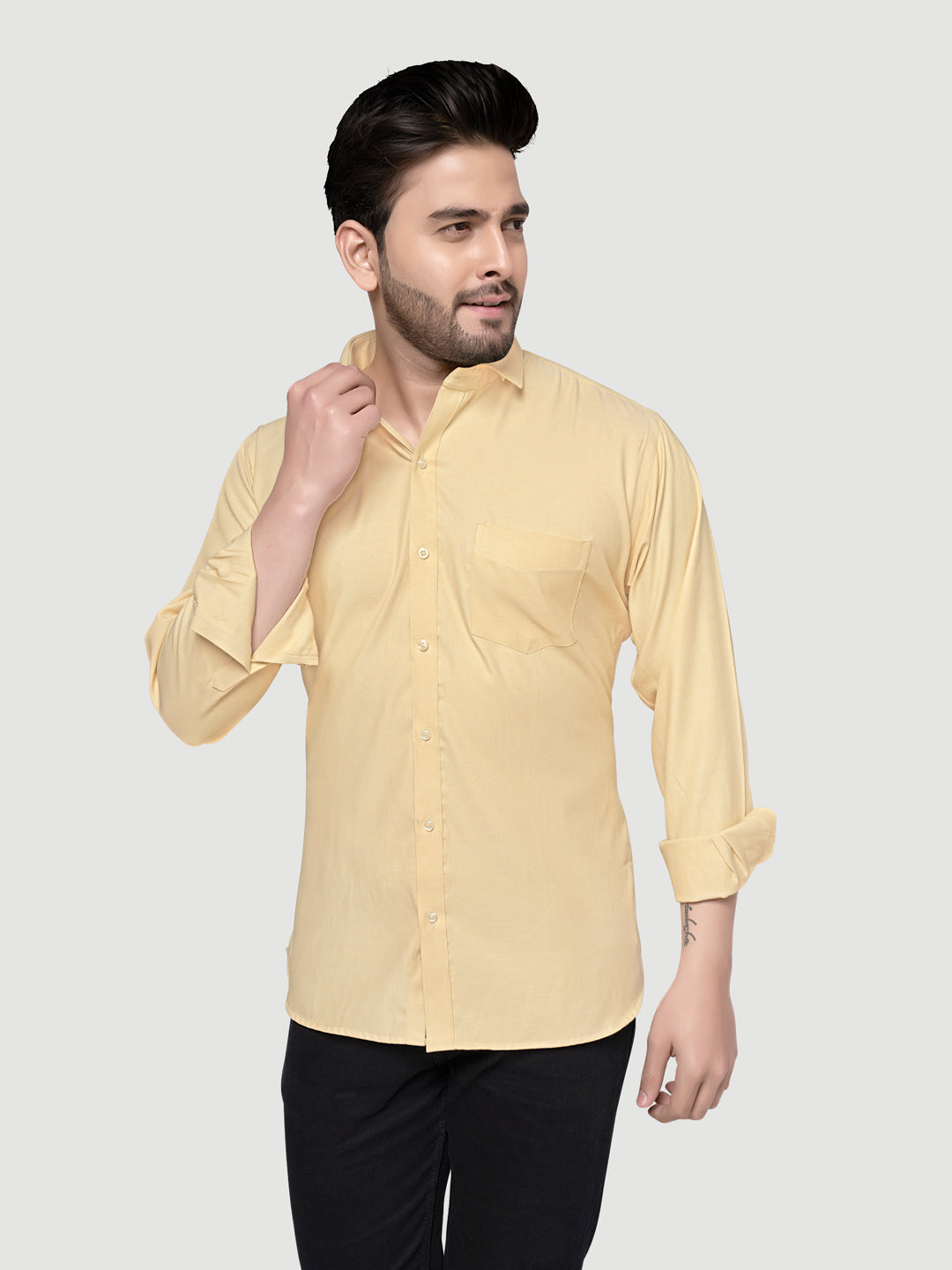 Black and White Shirts Men's Formal Dobby Shirt-11
