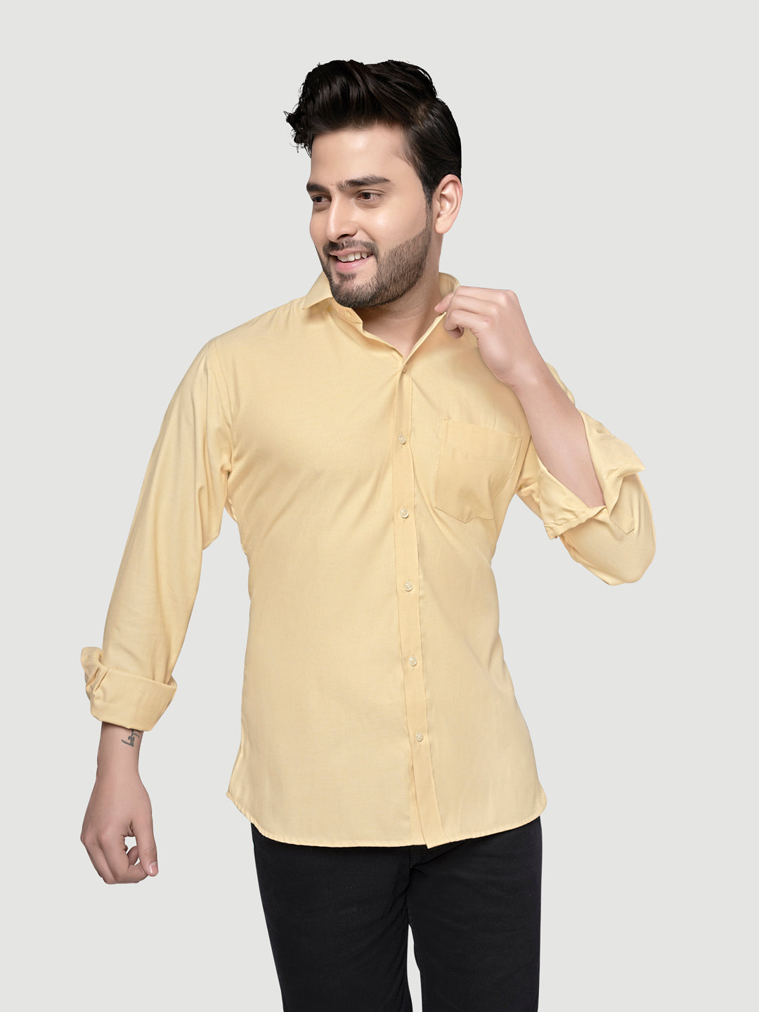 Black and White Shirts Men's Formal Dobby Shirt-11