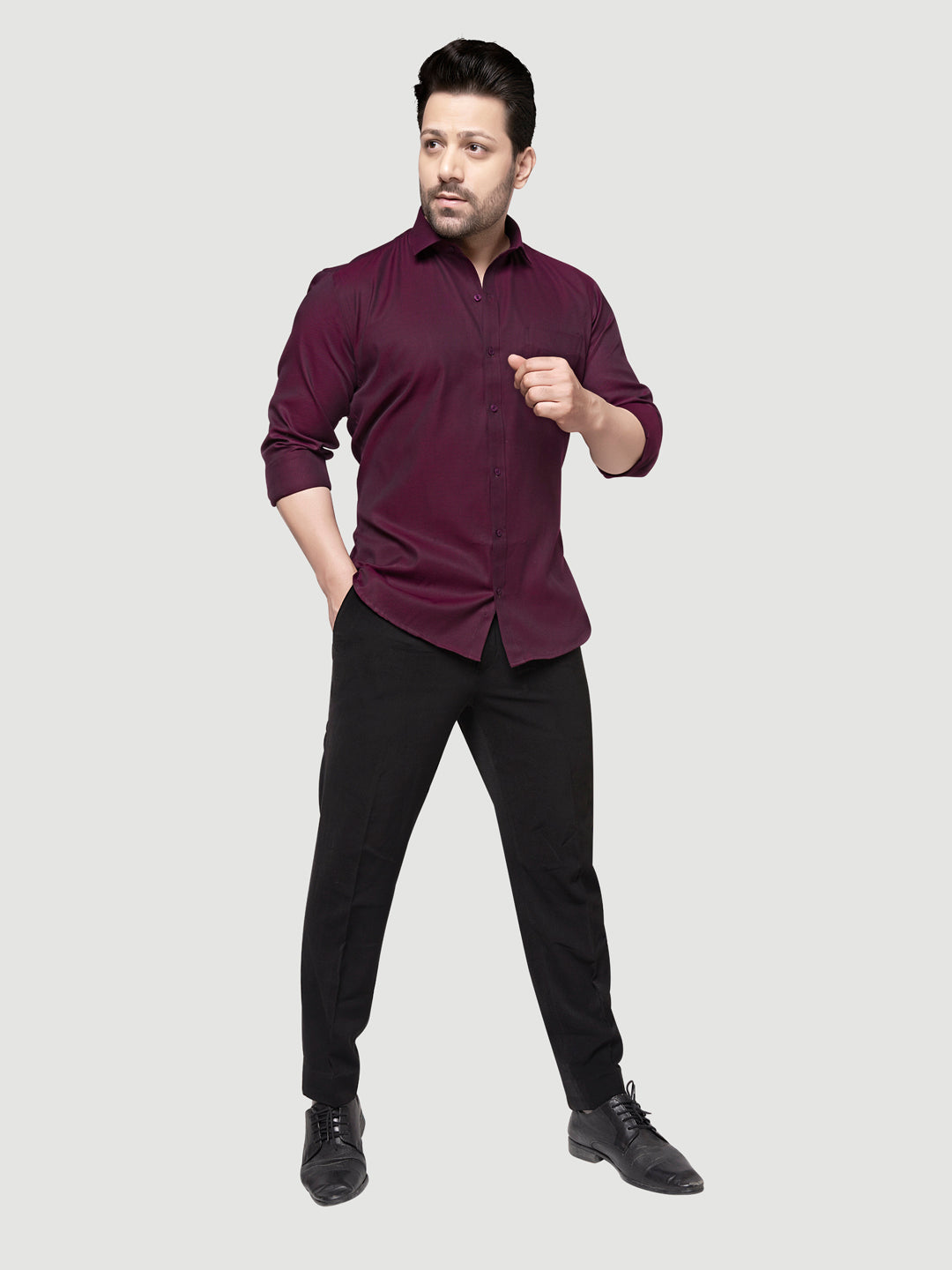 Black and White Shirts Men's Formal Dobby Shirt-7