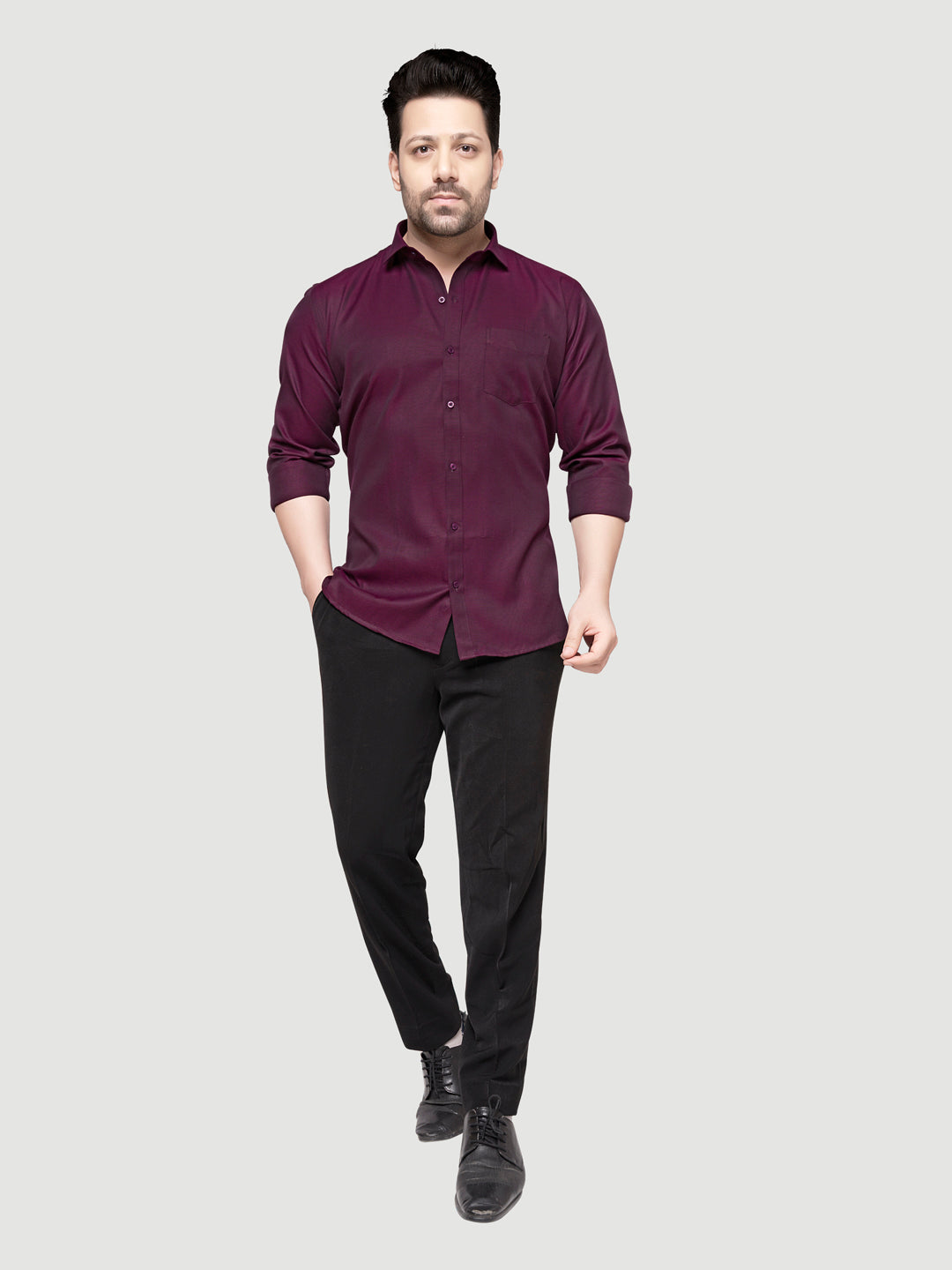 Black and White Shirts Men's Formal Dobby Shirt-7