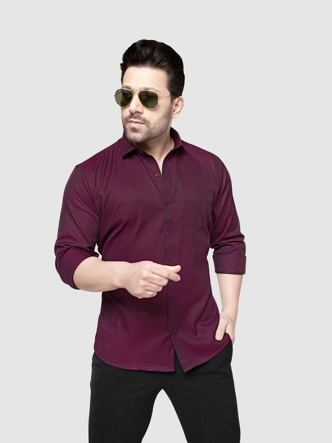 Black and White Shirts Men's Formal Dobby Shirt-7