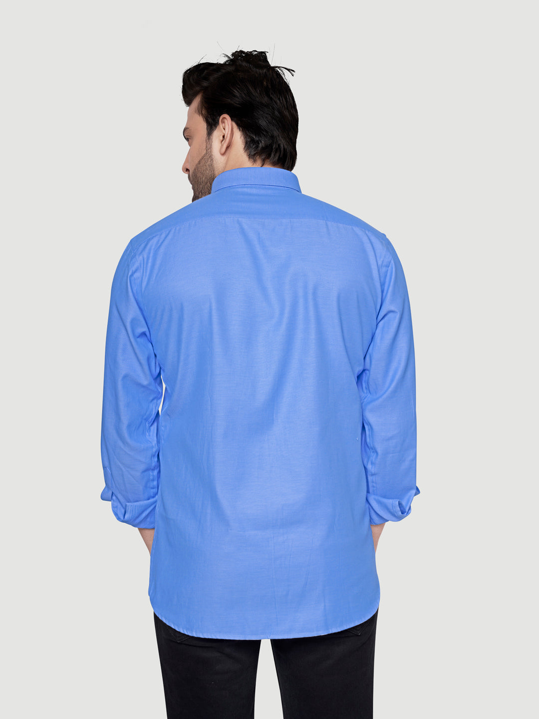 Black and White Shirts Men's Formal Dobby Shirt-3