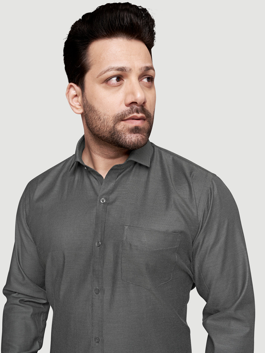 Black and White Shirts Men's Formal Dobby Shirt-6