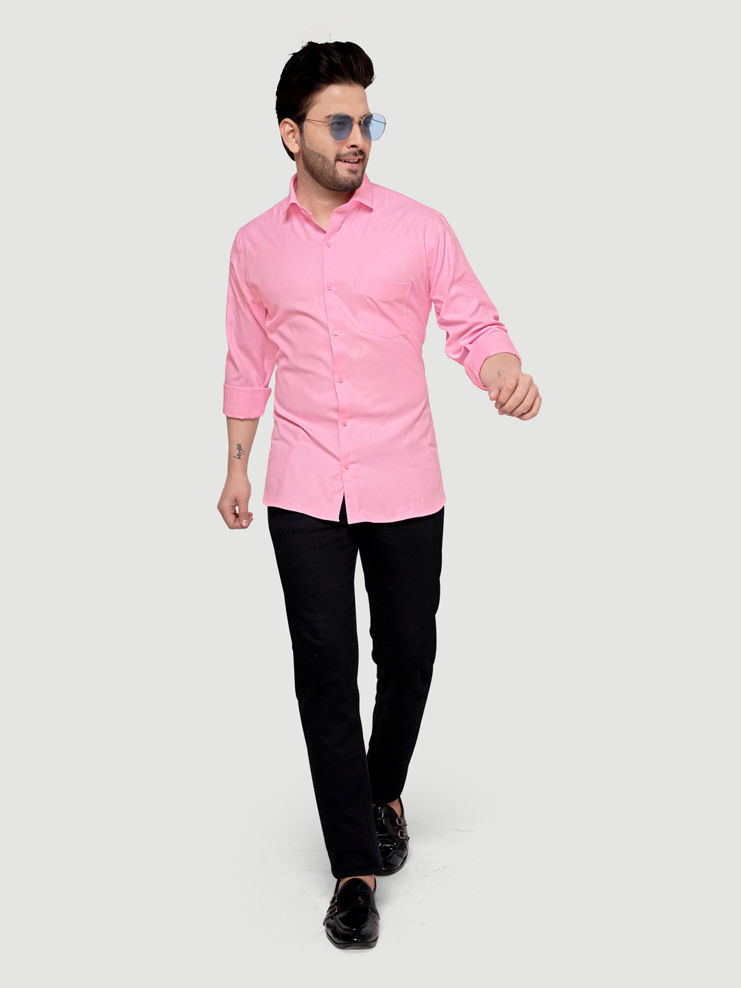 Black and White Shirts Men's Formal Dobby Shirt-1