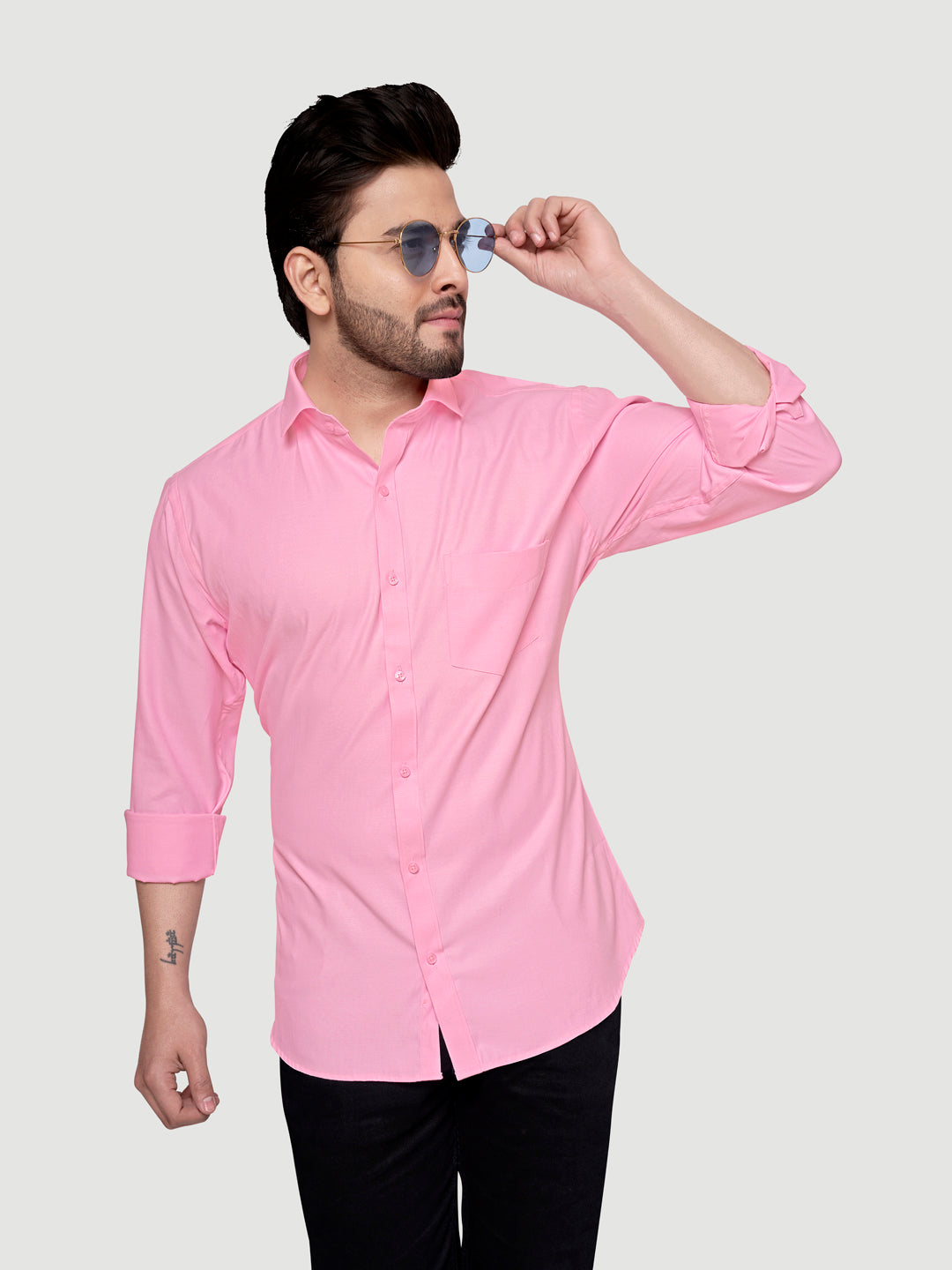 Black and White Shirts Men's Formal Dobby Shirt-1