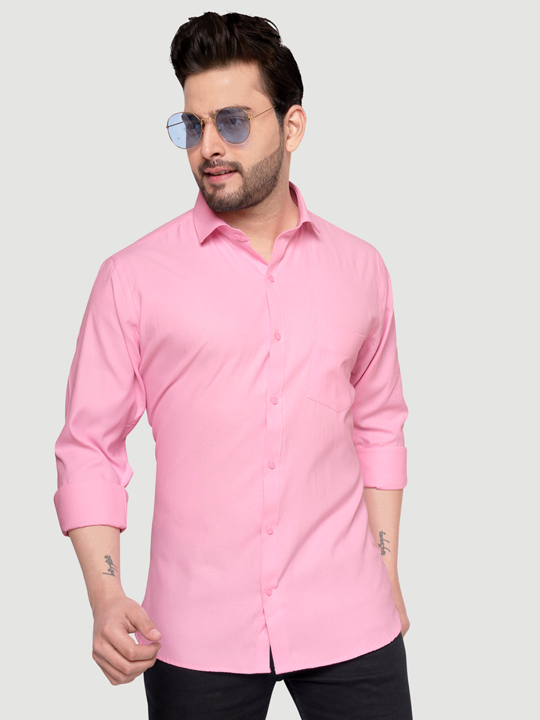 Black and White Shirts Men's Formal Dobby Shirt-1