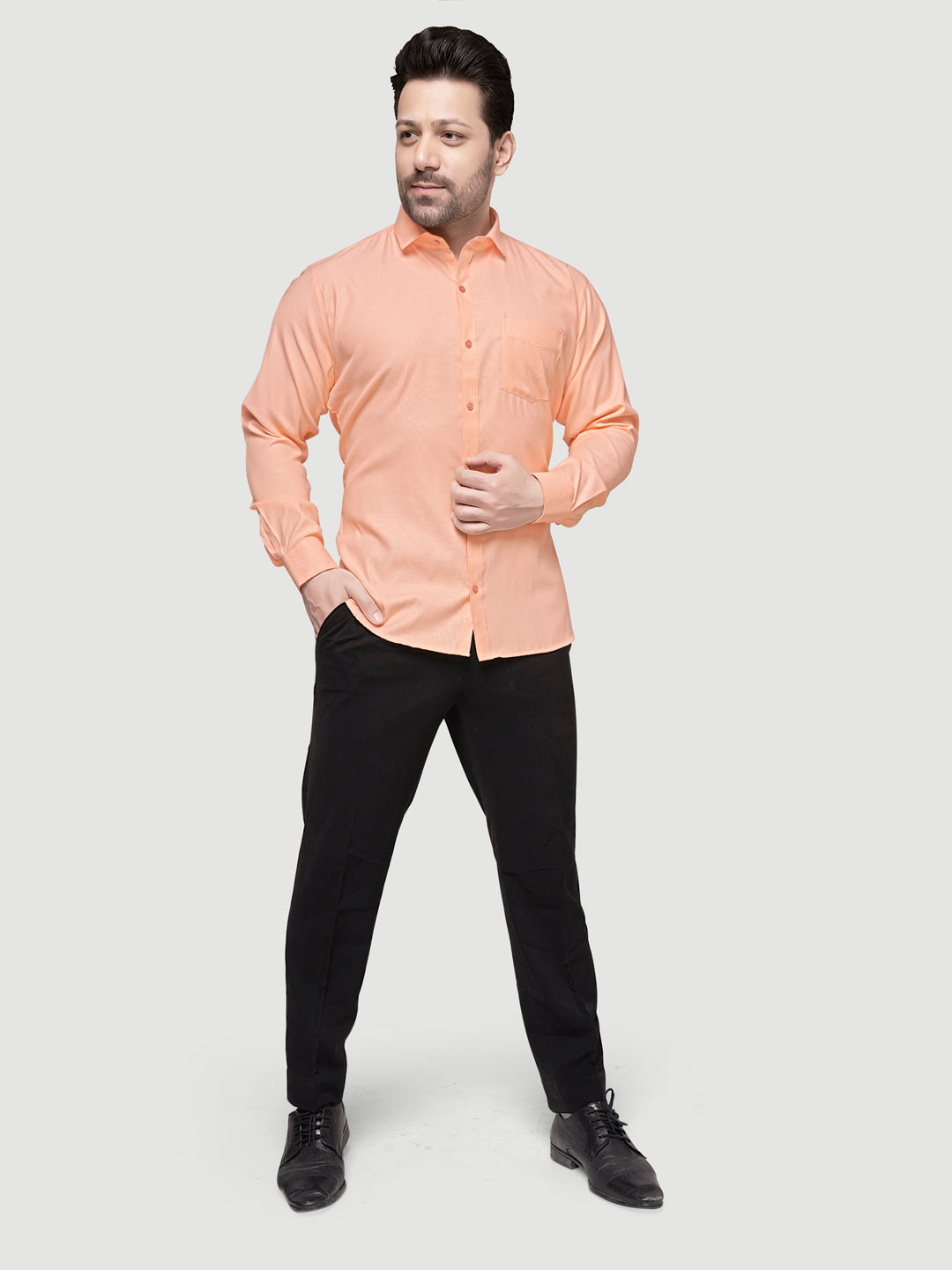 Black and White Shirts Men's Formal Dobby Shirt-9