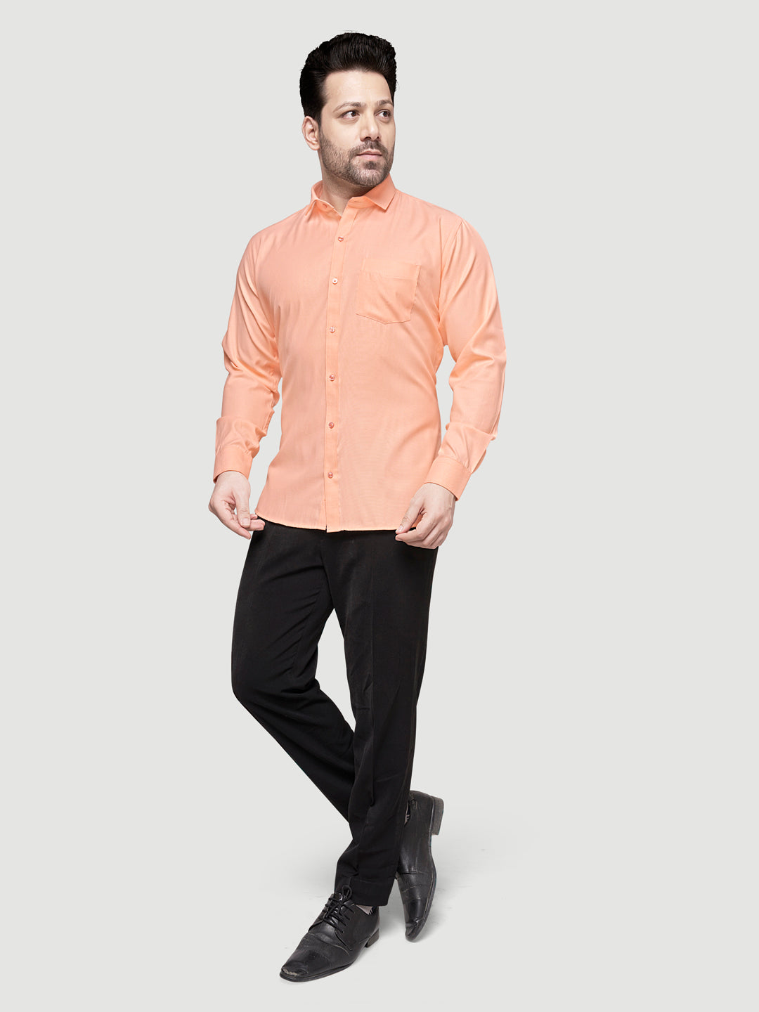 Black and White Shirts Men's Formal Dobby Shirt-9