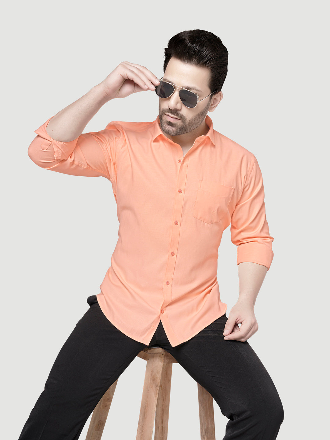 Black and White Shirts Men's Formal Dobby Shirt-9