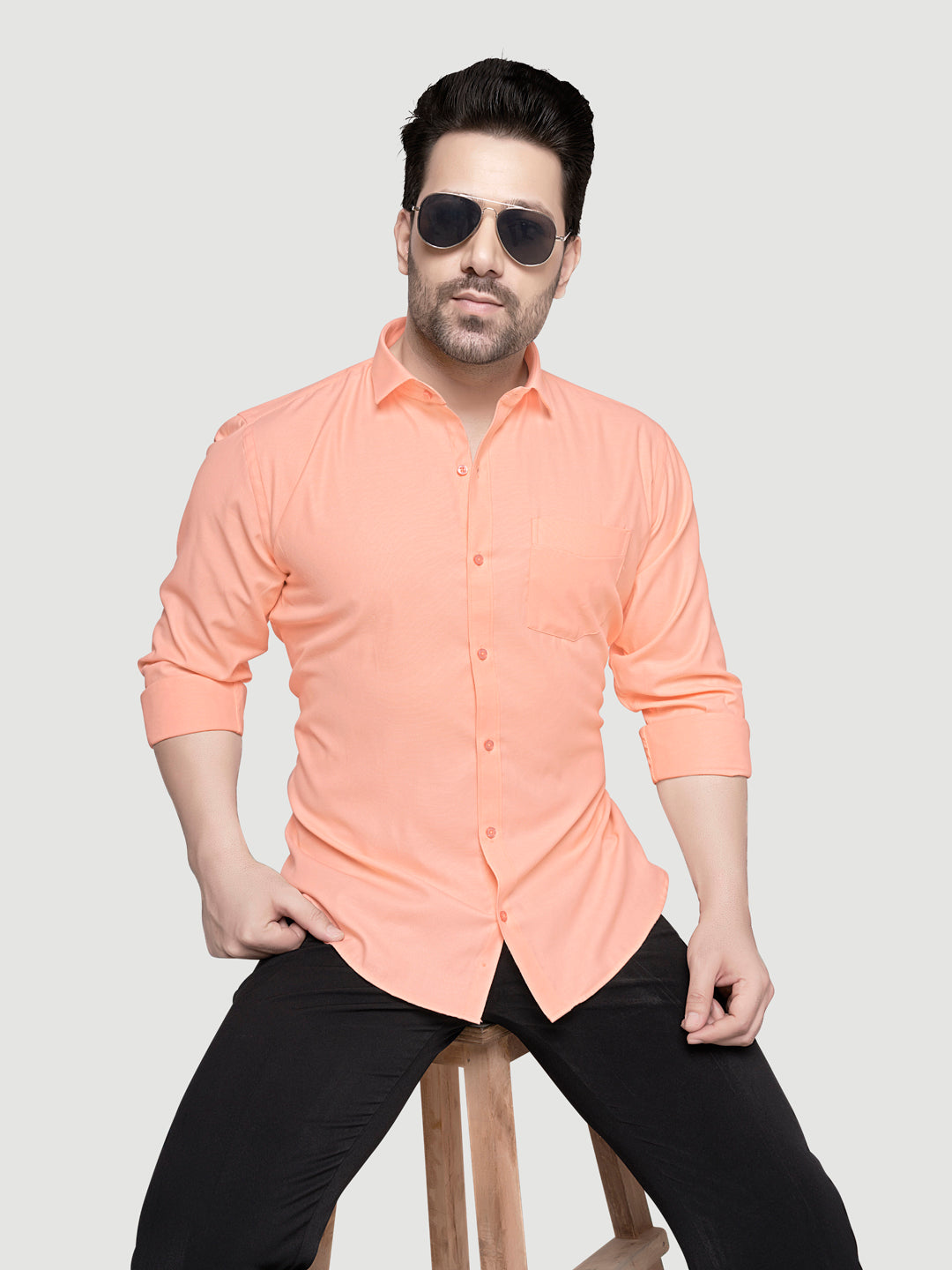 Black and White Shirts Men's Formal Dobby Shirt-9