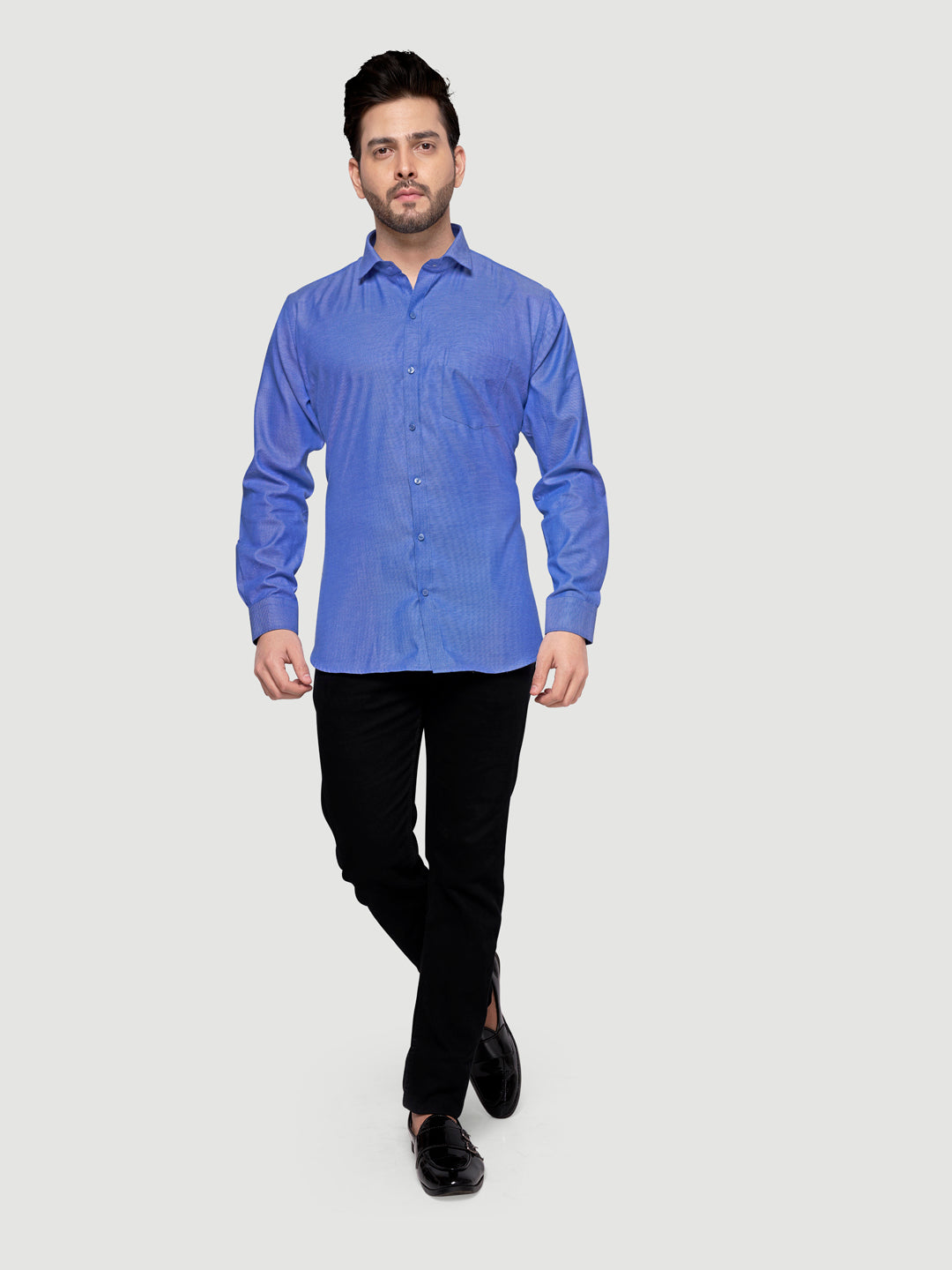 Black and White Shirts Men's Formal Dobby Shirt-5