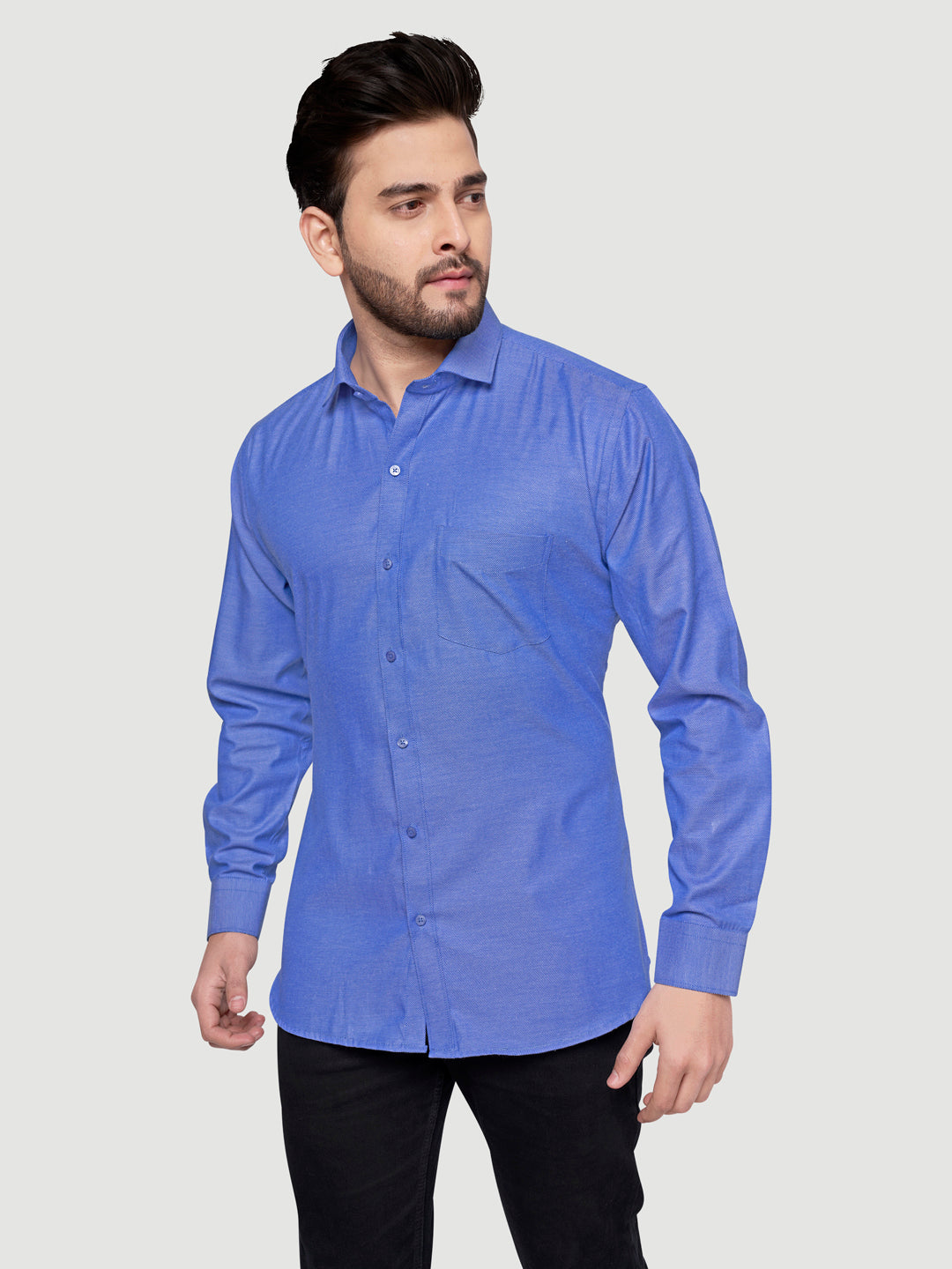 Black and White Shirts Men's Formal Dobby Shirt-5