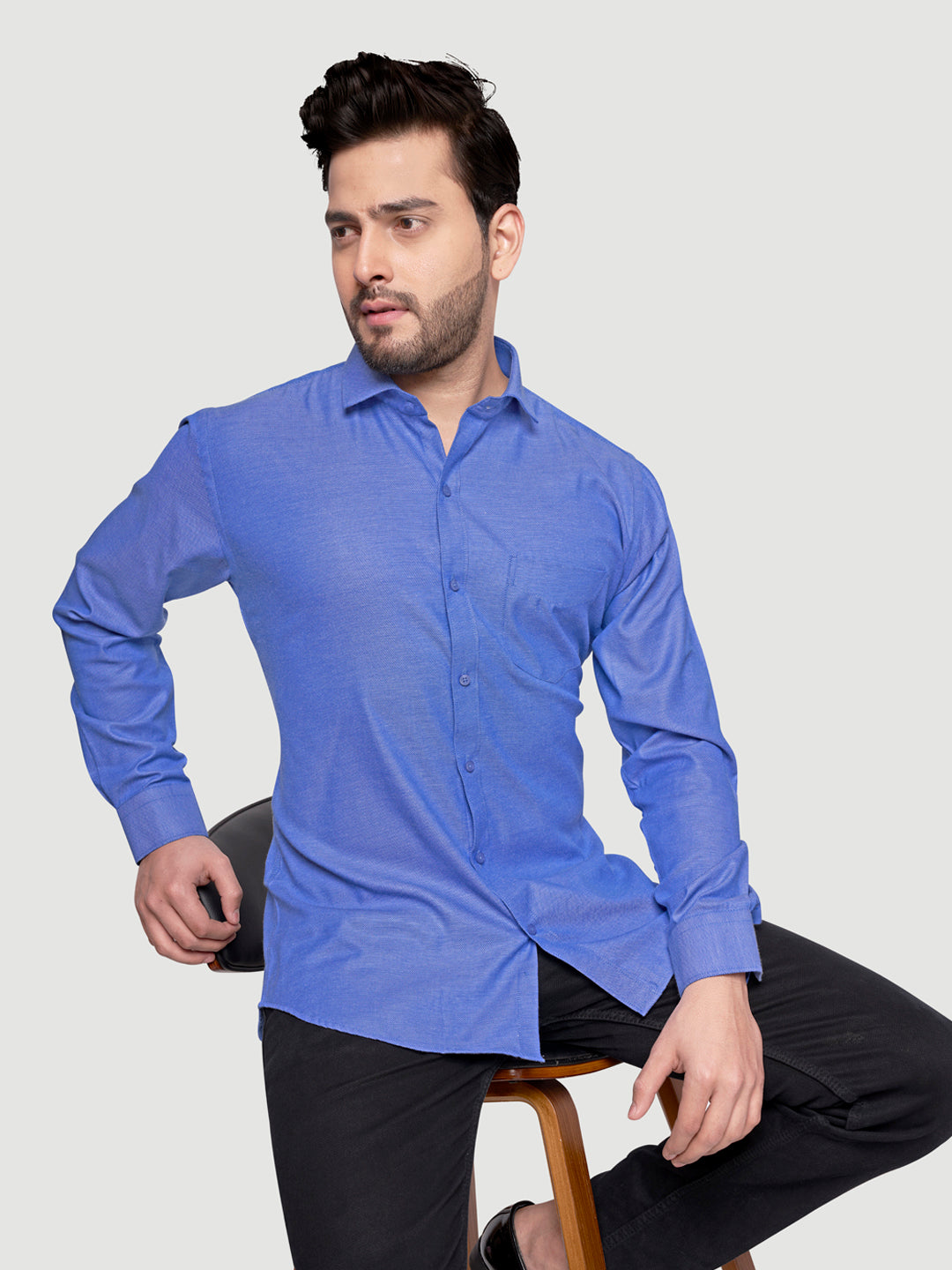 Black and White Shirts Men's Formal Dobby Shirt-5