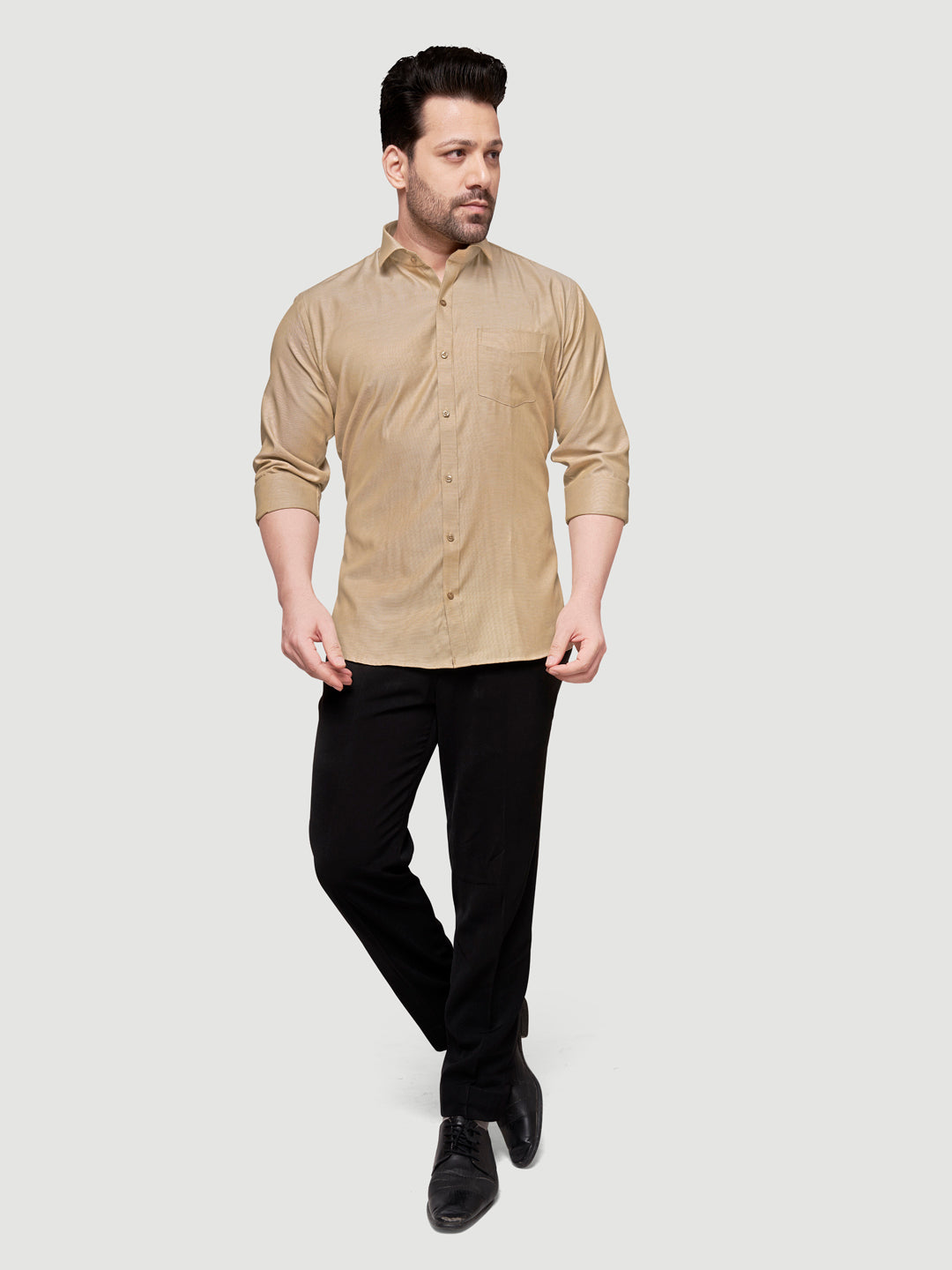 Black and White Shirts Men's Formal Dobby Shirt-10