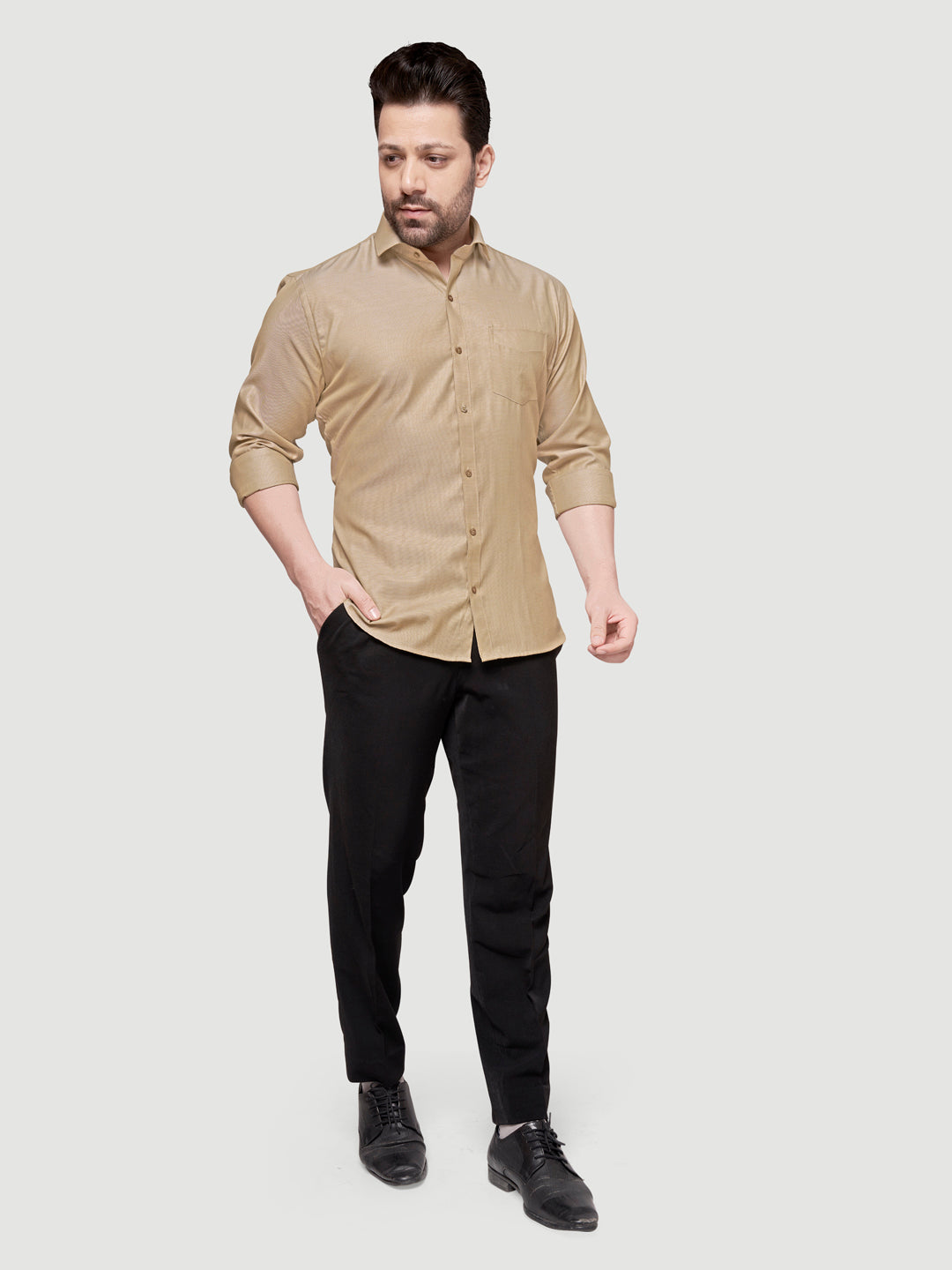 Black and White Shirts Men's Formal Dobby Shirt-10