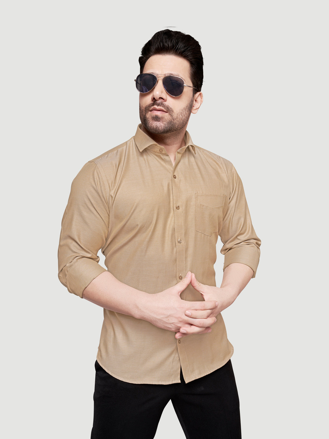 Black and White Shirts Men's Formal Dobby Shirt-10