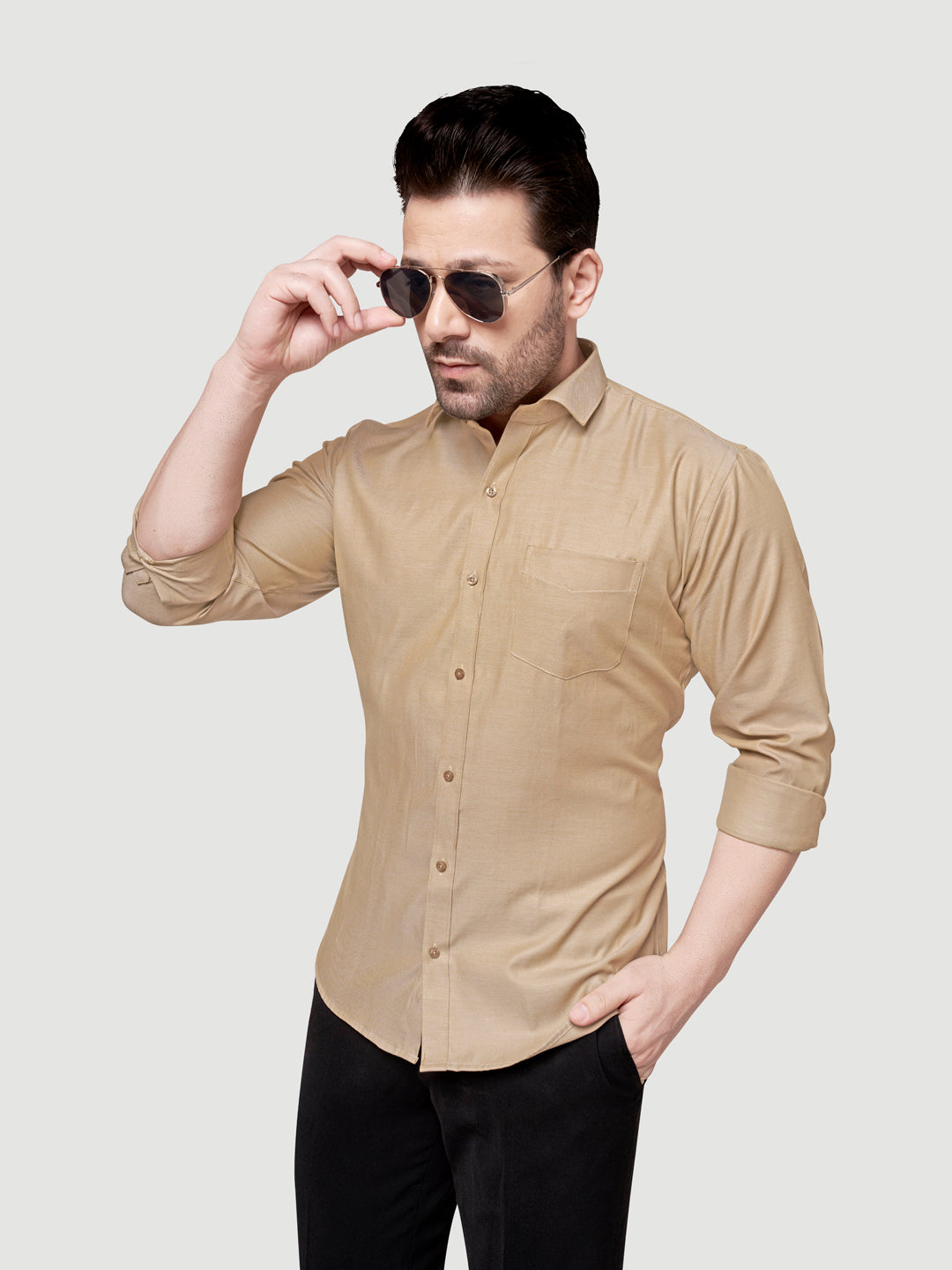 Black and White Shirts Men's Formal Dobby Shirt-10