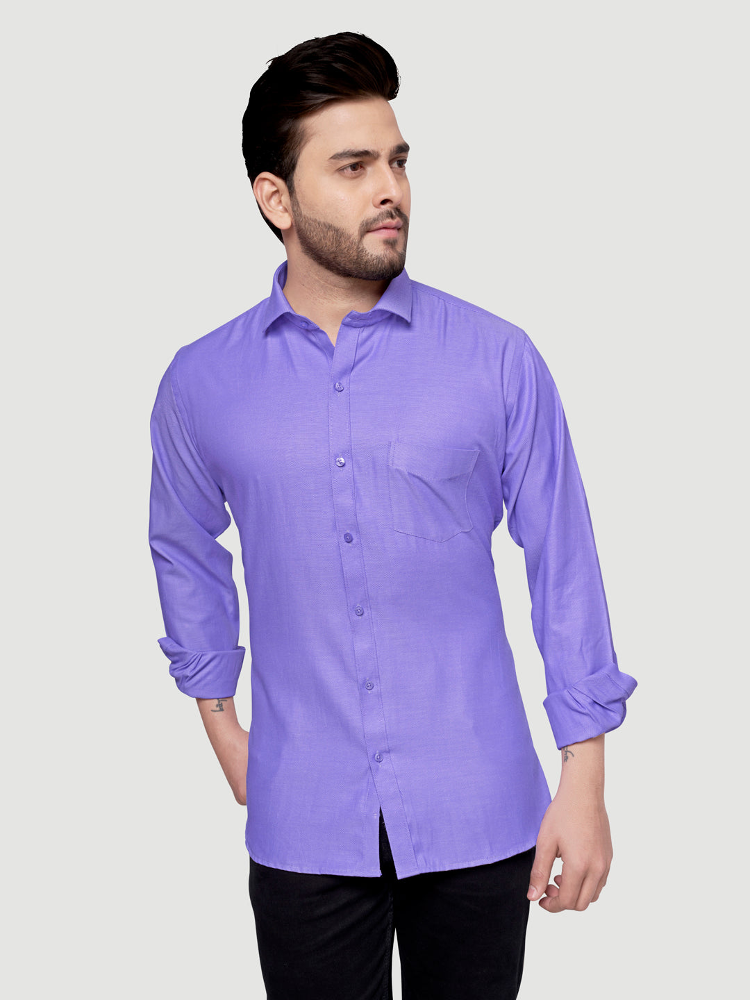 Black and White Shirts Men's Formal Dobby Shirt-8