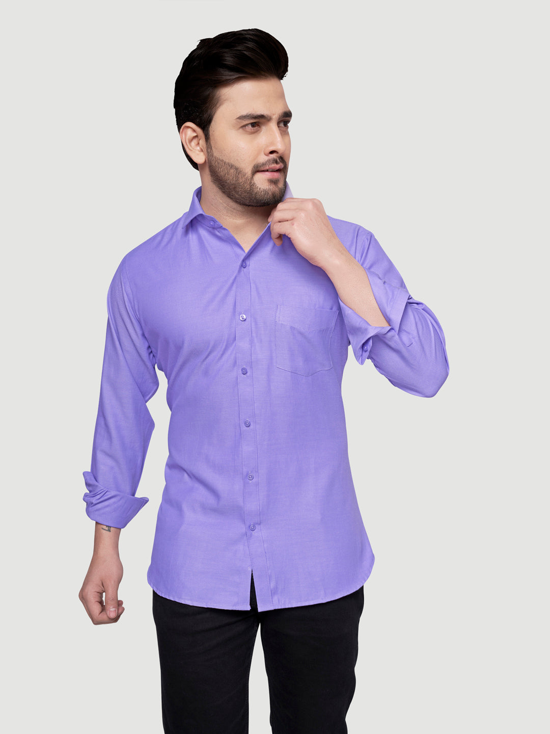 Black and White Shirts Men's Formal Dobby Shirt-8