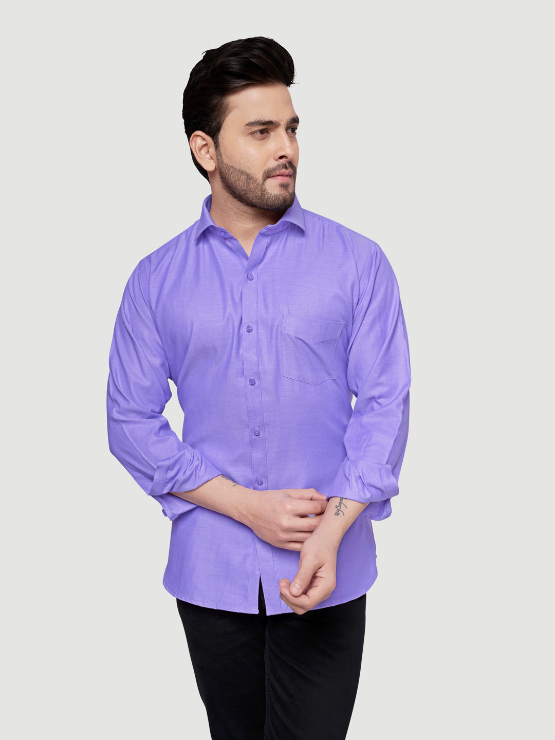 Black and White Shirts Men's Formal Dobby Shirt-8