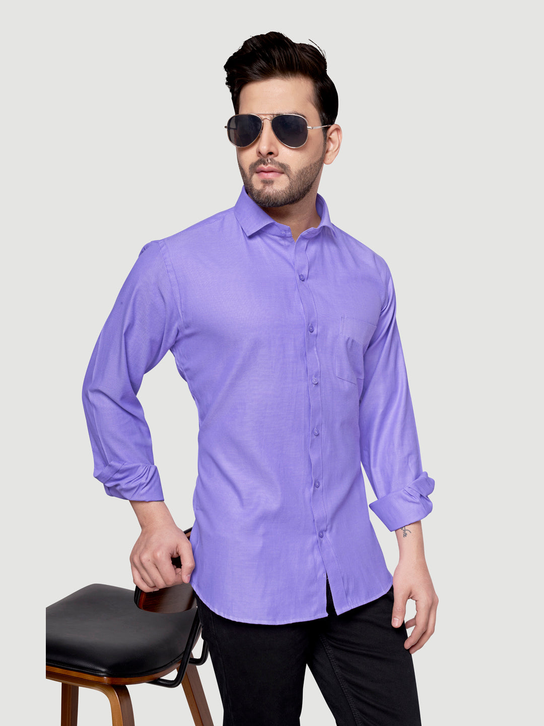 Black and White Shirts Men's Formal Dobby Shirt-8