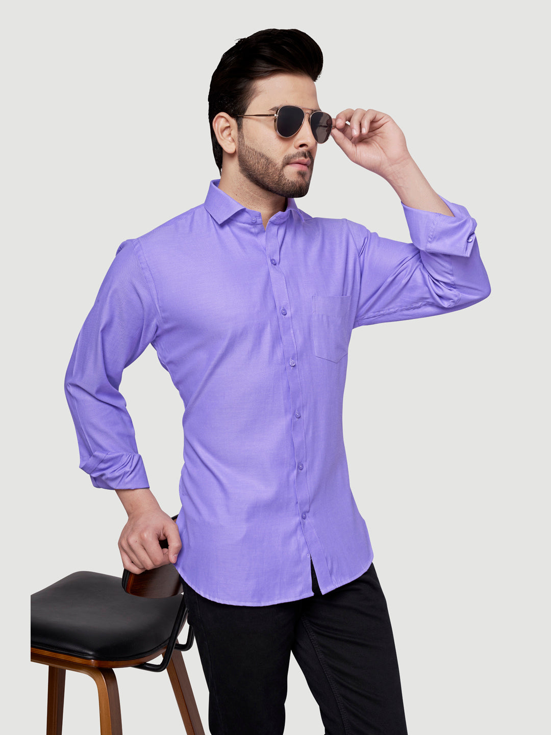 Black and White Shirts Men's Formal Dobby Shirt-8