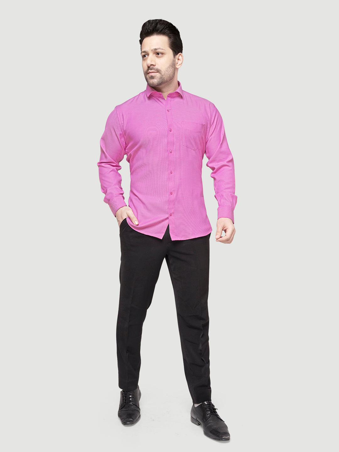 Black and White Shirts Men's Formal Dobby Shirt-4