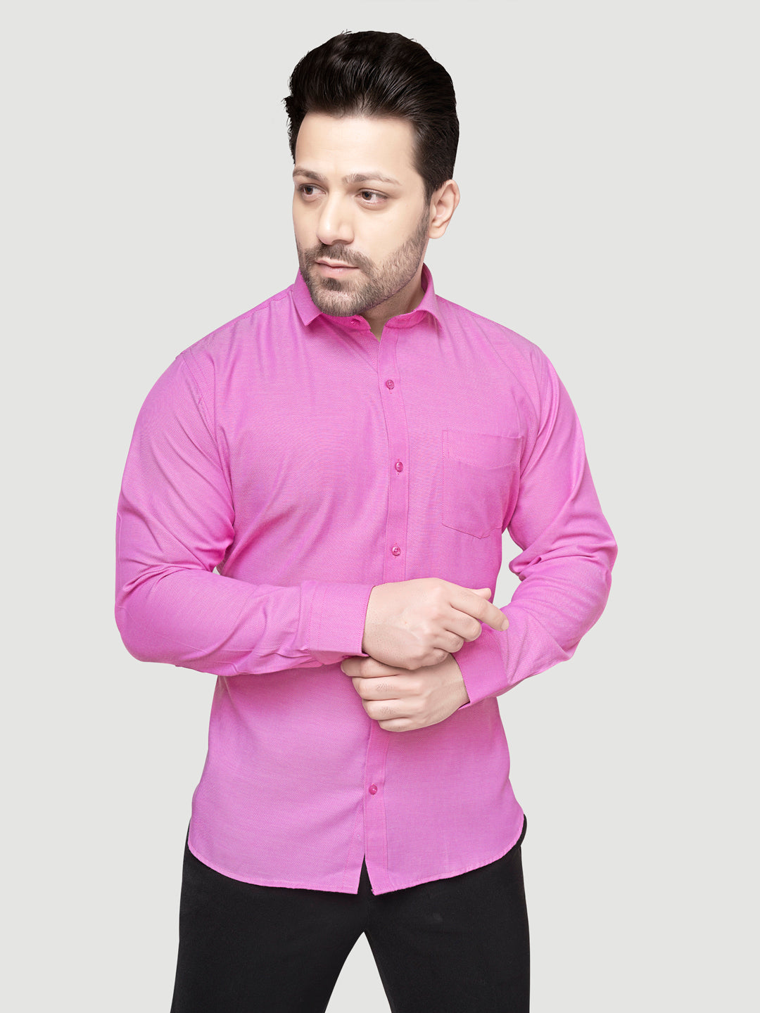 Black and White Shirts Men's Formal Dobby Shirt-4