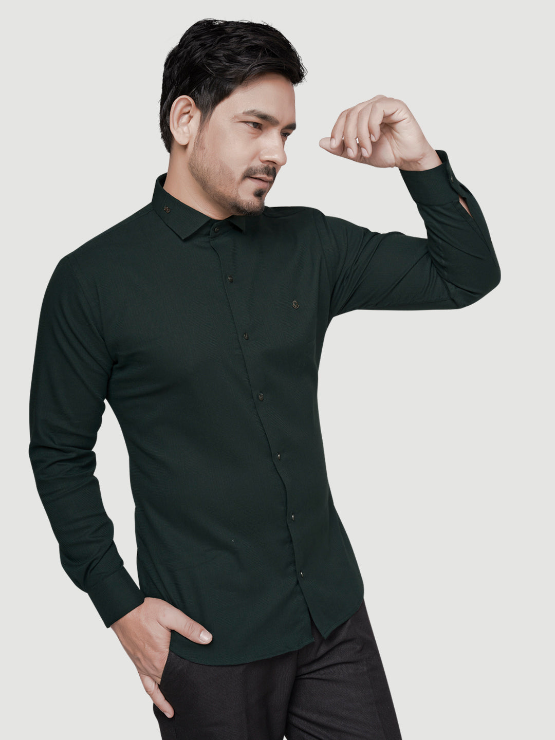 Designer Shirt with Collar Accessory & Metal Broach