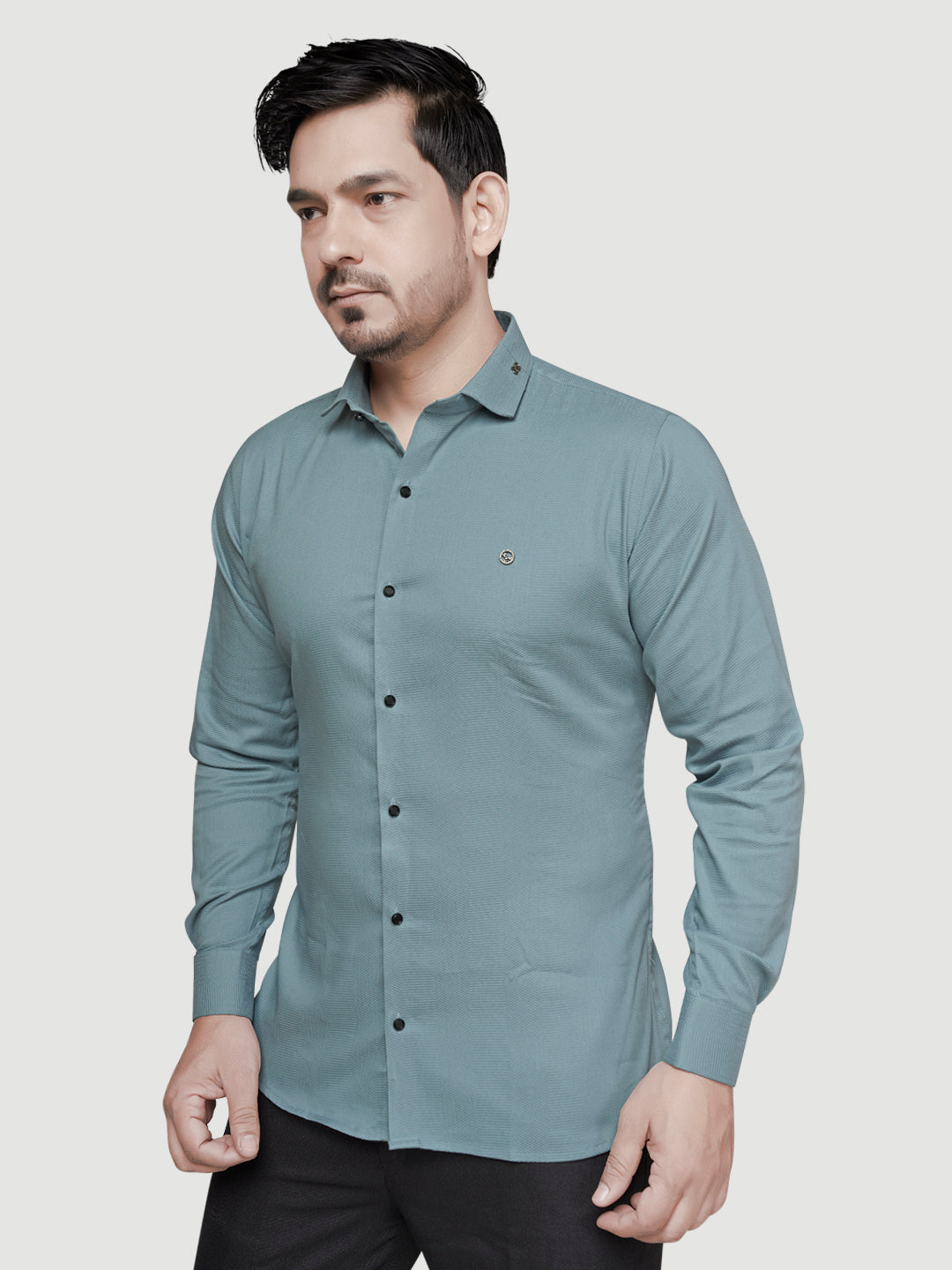 Designer Shirt with Collar Accessory & Metal Broach