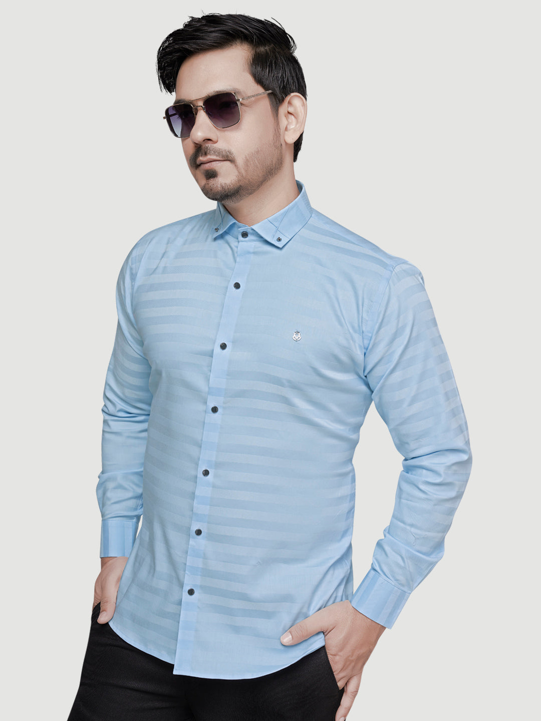 Black and White Shirts Men's Designer Weft Shirt with Collar Accessory-2