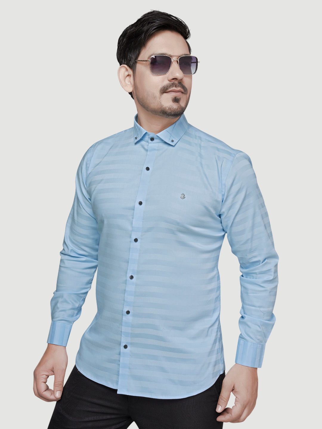 Black and White Shirts Men's Designer Weft Shirt with Collar Accessory-2