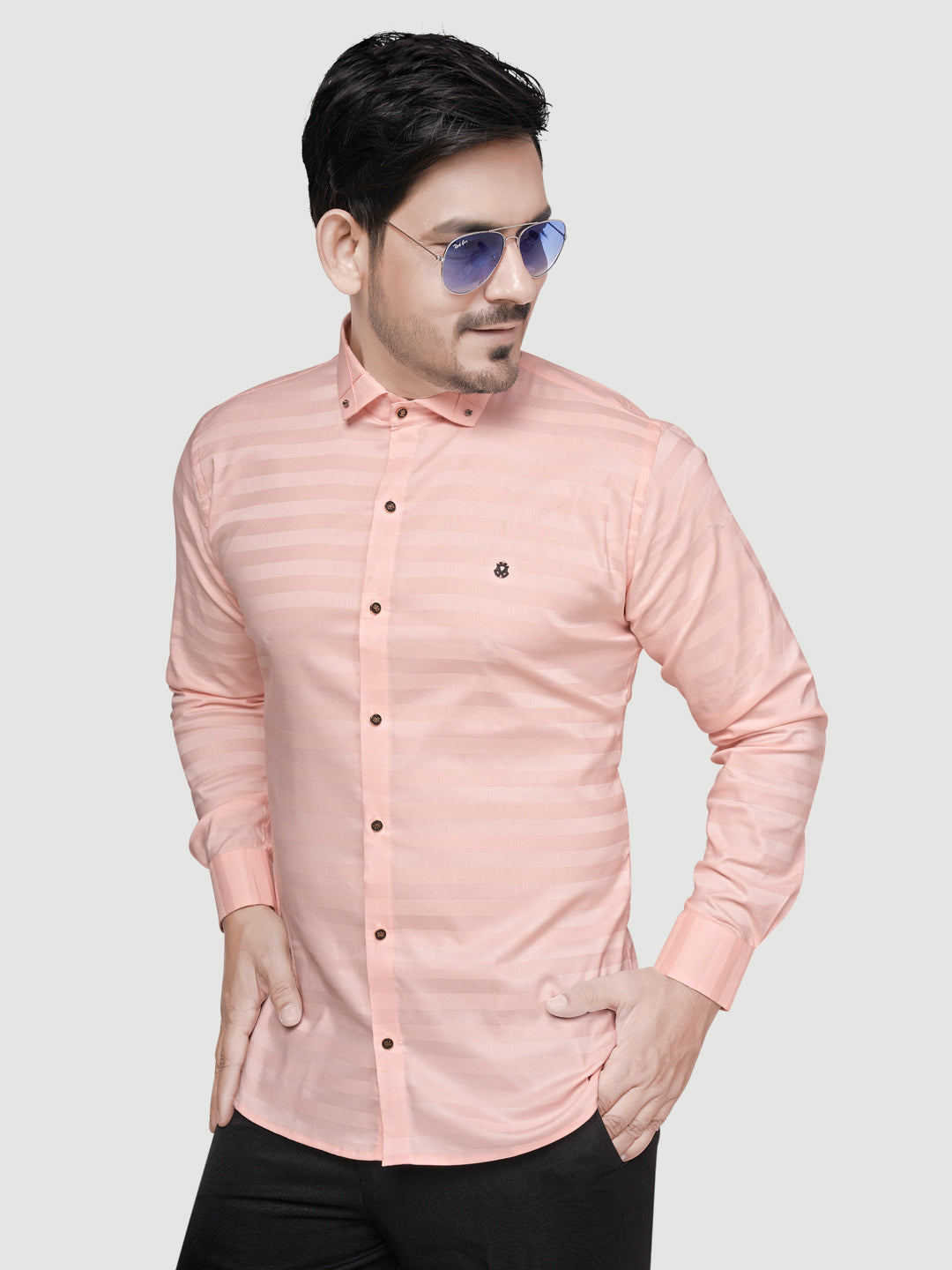 Black and White Shirts Men's Designer Weft Shirt with Collar Accessory-3
