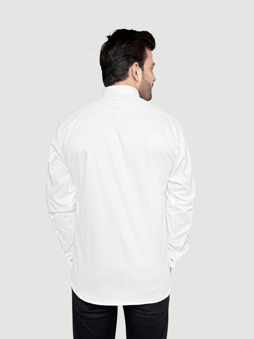 Black and White Shirts Men's Formal Cufflink Shirt White w bow