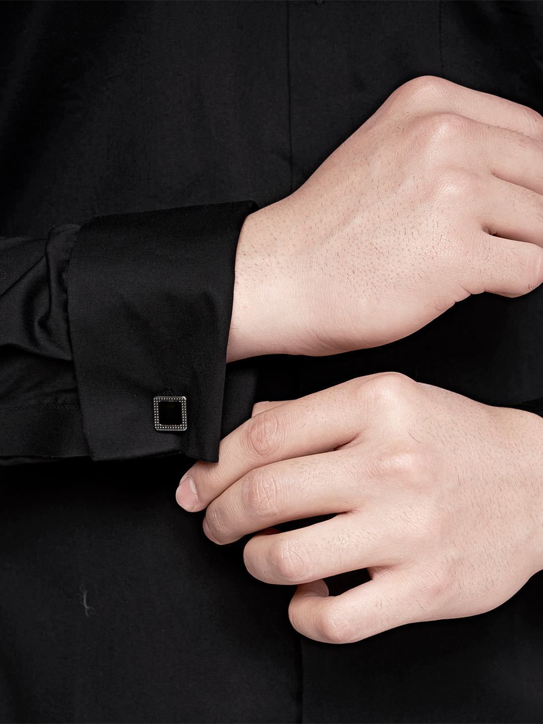 Black and White Shirts Men's Formal Cufflink Shirt Black w bow