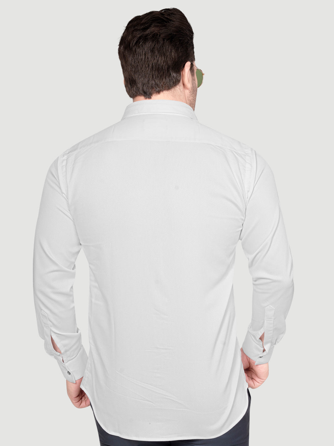 Black and White Men's Designer Shirt with Collar Accessory & Designer Broach White
